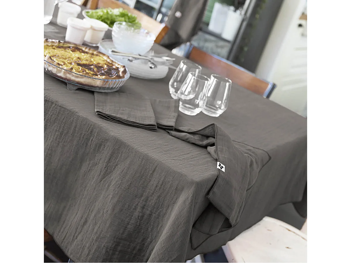 OUREA - Lot de 3 Serviettes 40x40cm Gaze de Coton Granit