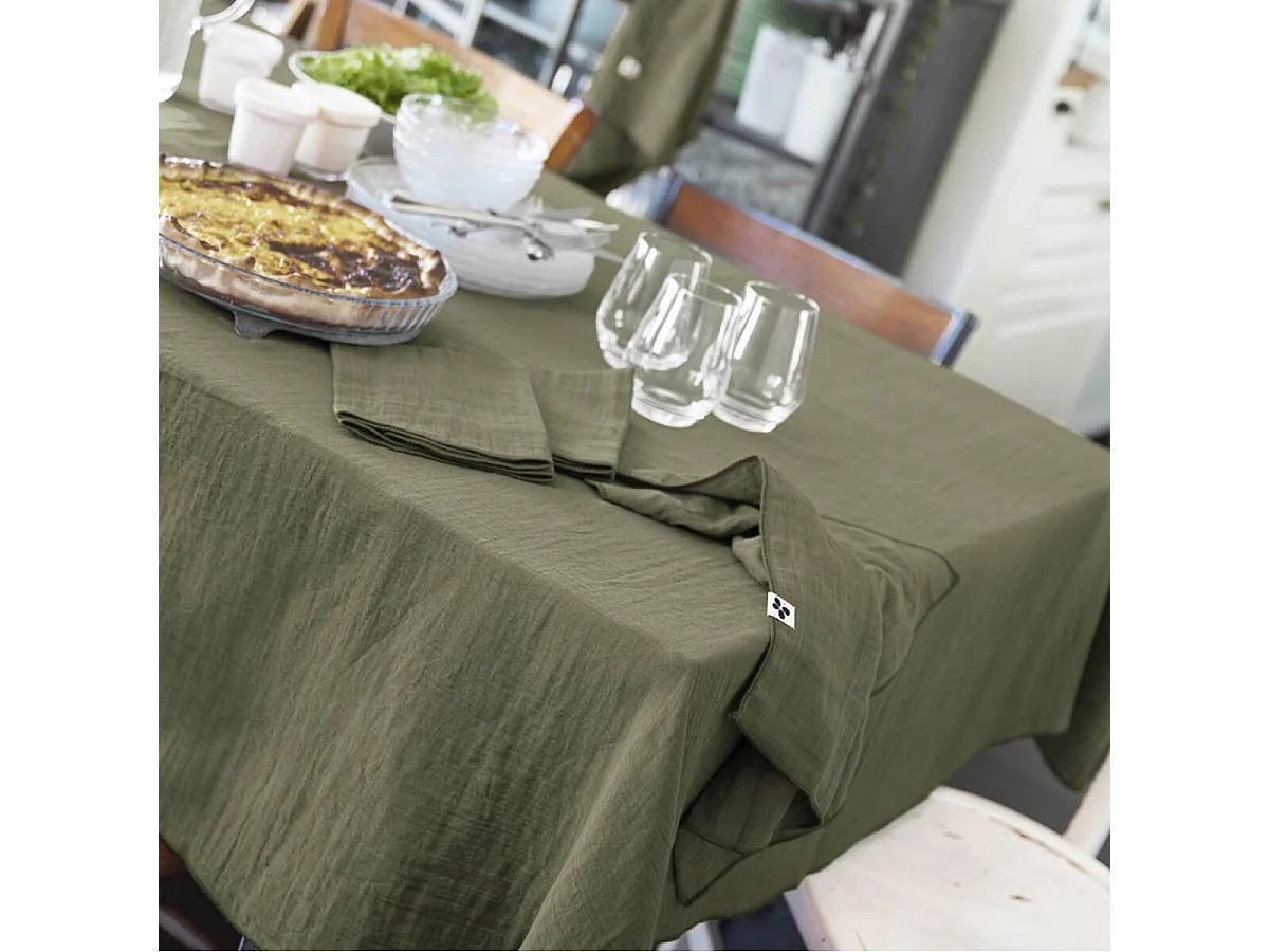 OUREA - Lot de 3 Serviettes 40x40cm Gaze de Coton Romarin