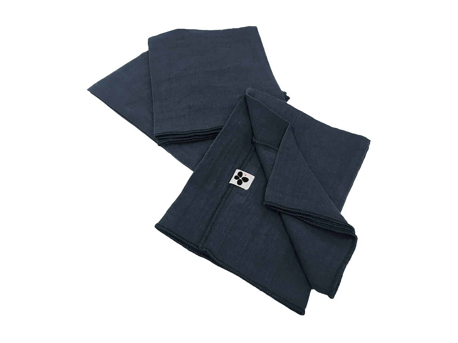 OUREA - Lot de 3 Serviettes 40x40cm Gaze de Coton Minuit