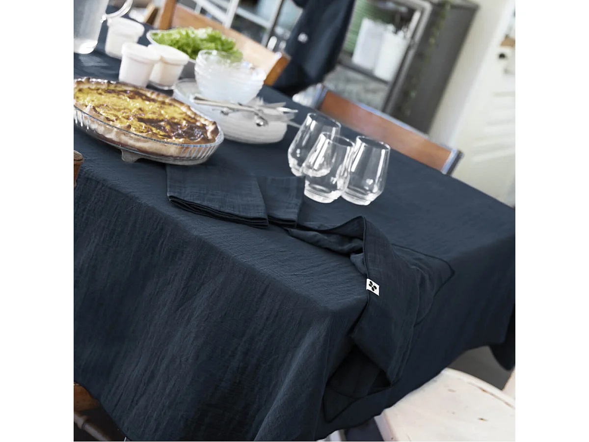 OUREA - Lot de 3 Serviettes 40x40cm Gaze de Coton Minuit