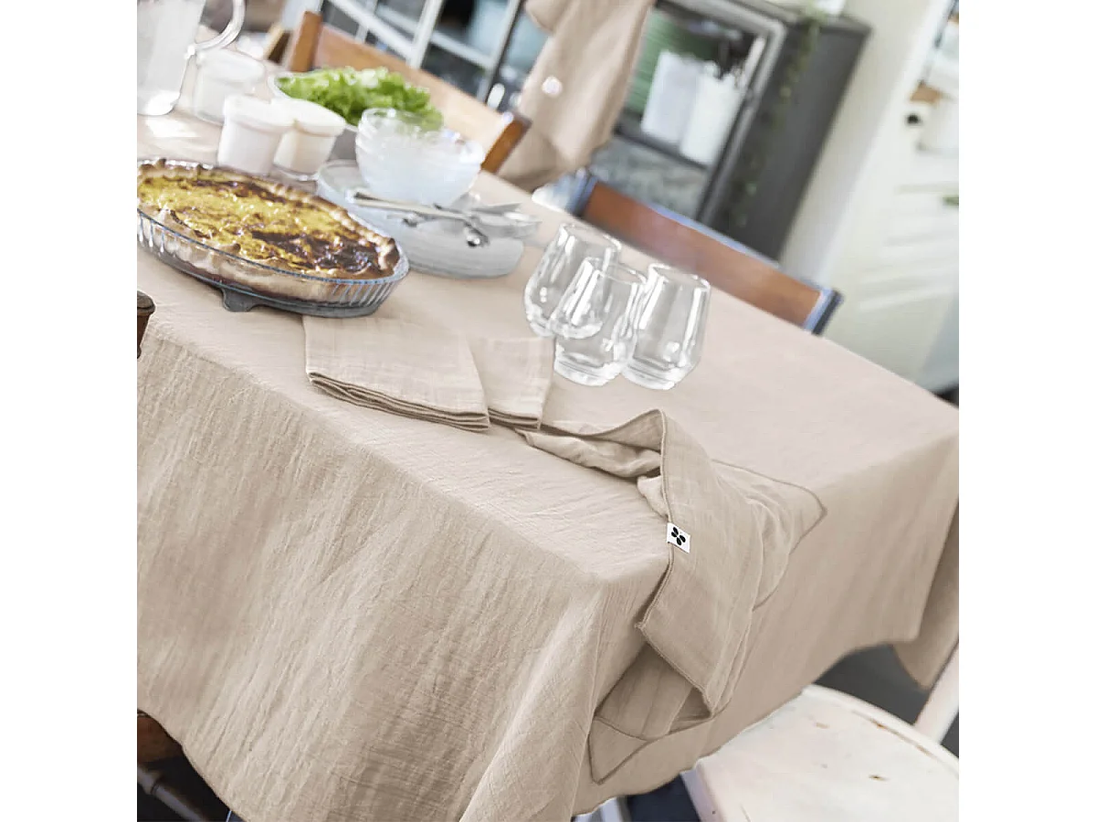 OUREA - Lot de 3 Serviettes 40x40cm Gaze de Coton Pampa