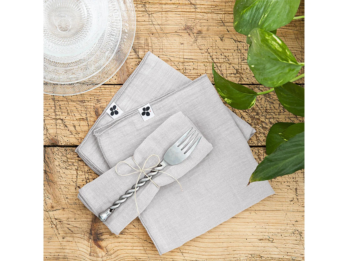 OUREA - Lot de 3 Serviettes 40x40cm Gaze de Coton Nuage