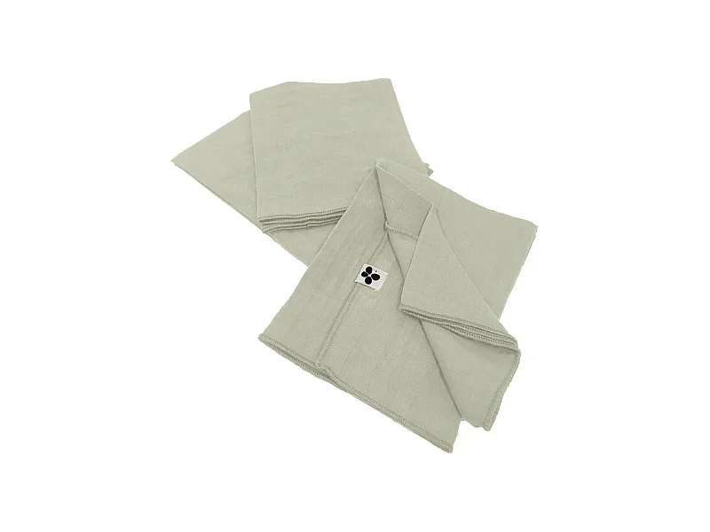 OUREA - Lot de 3 Serviettes 40x40cm Gaze de Coton Vert d'Eau