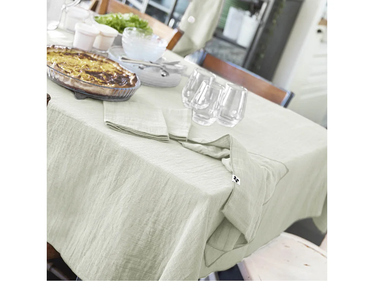 OUREA - Lot de 3 Serviettes 40x40cm Gaze de Coton Vert d'Eau