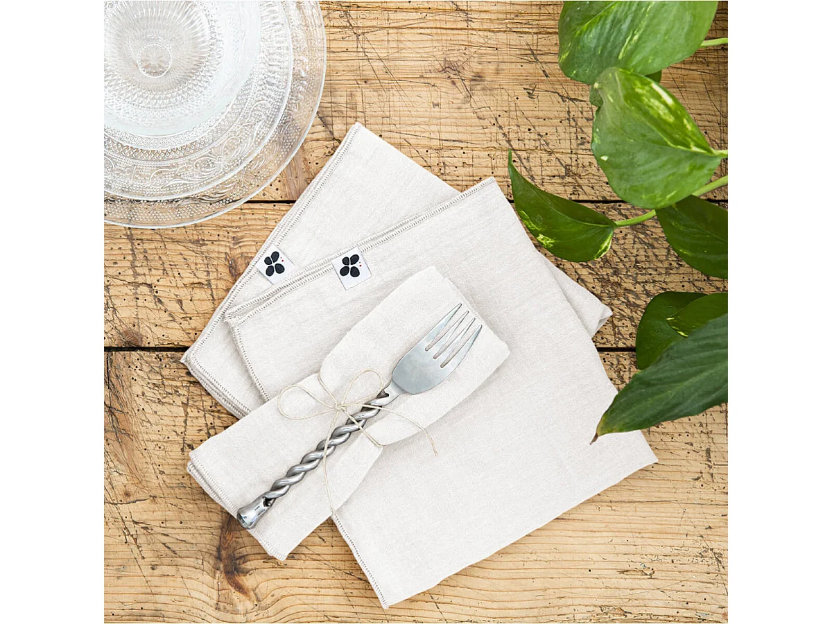 OUREA - Lot de 3 Serviettes 40x40cm Gaze de Coton Chantilly