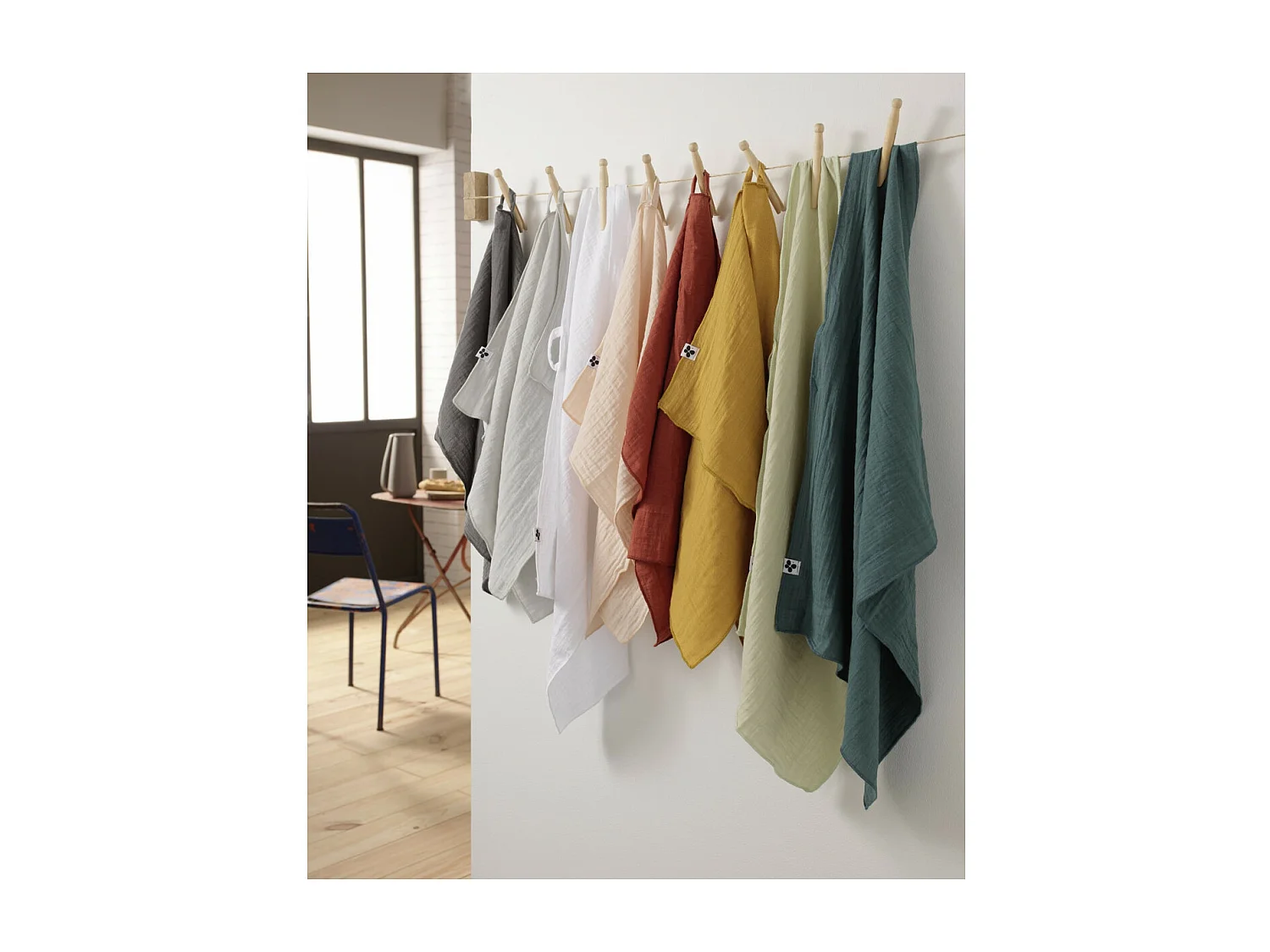 OUREA - Lot de 2 Essuie-mains 50x70cm Gaze de Coton Canard