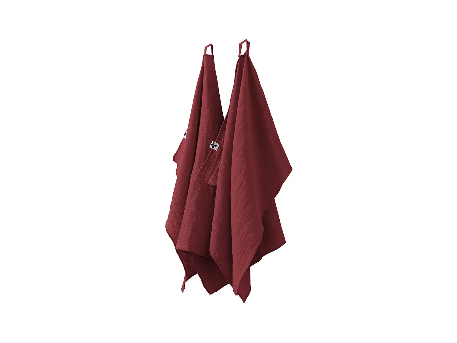 OUREA - Lot de 2 Essuie-mains 50x70cm Gaze de Coton Lie de Vin