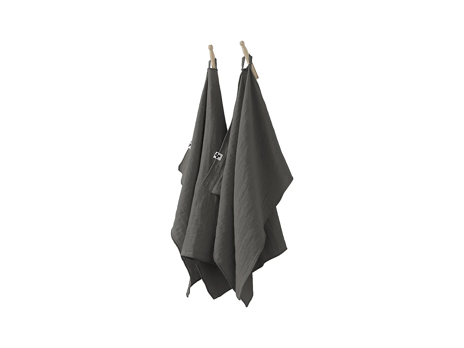 OUREA - Lot de 2 Essuie-mains 50x70cm Gaze de Coton Granit
