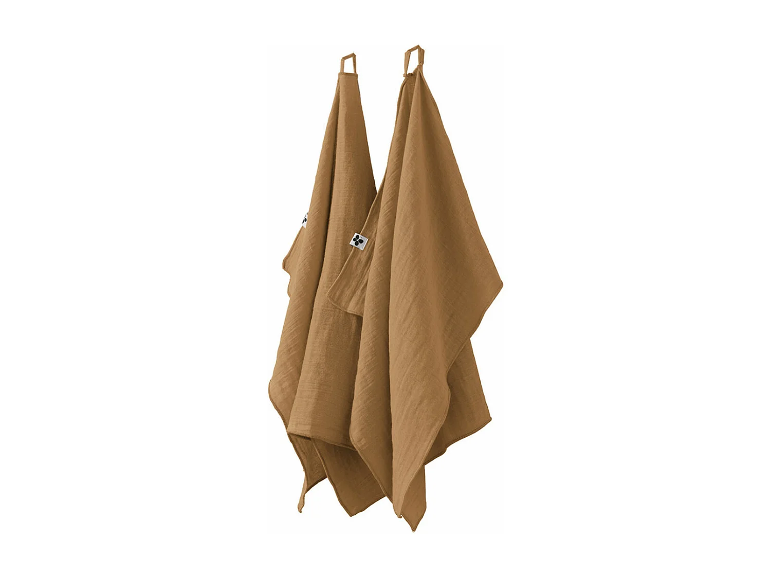 OUREA - Lot de 2 Essuie-mains 50x70cm Gaze de Coton Camel