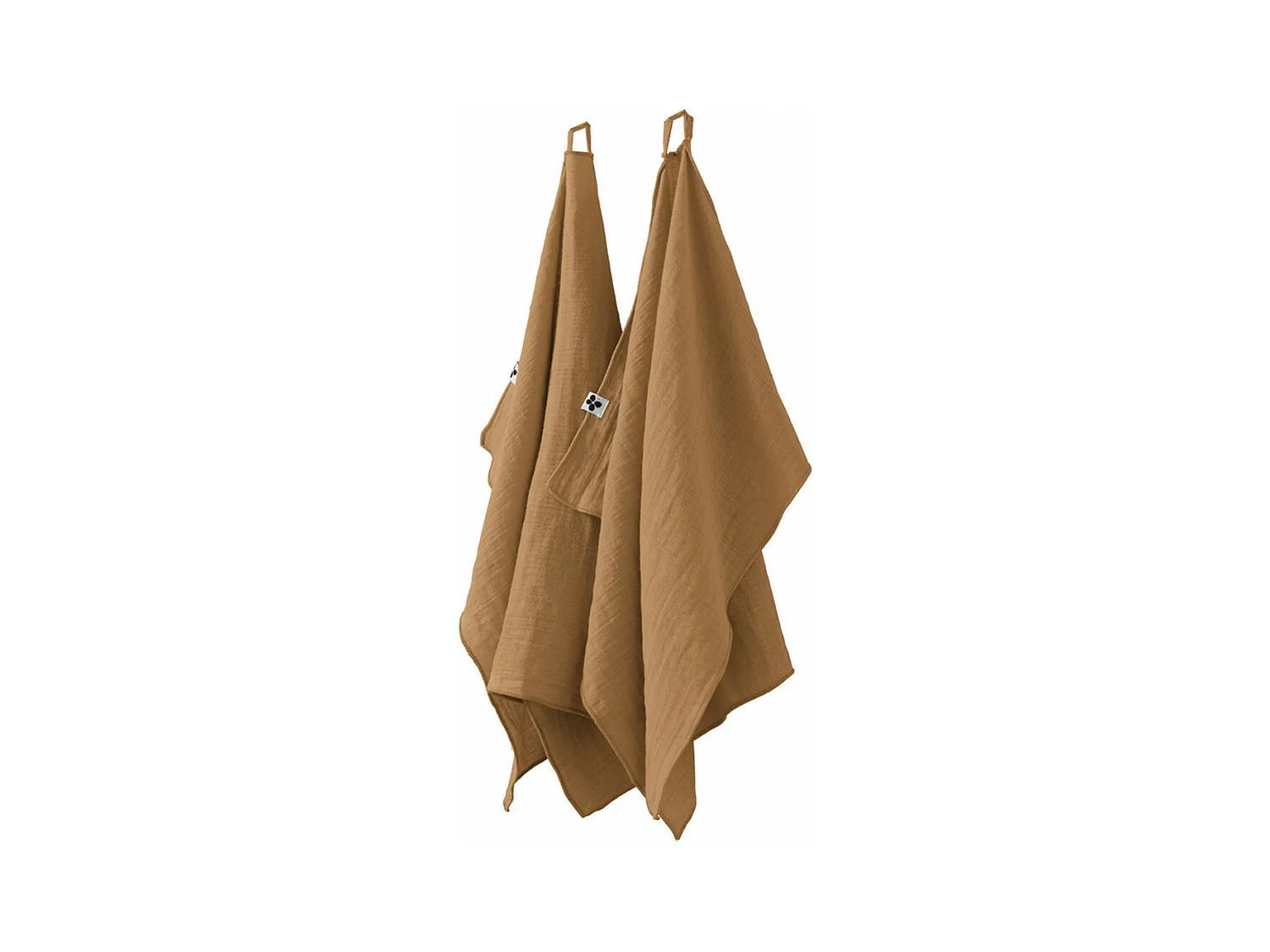 OUREA - Lot de 2 Essuie-mains 50x70cm Gaze de Coton Camel