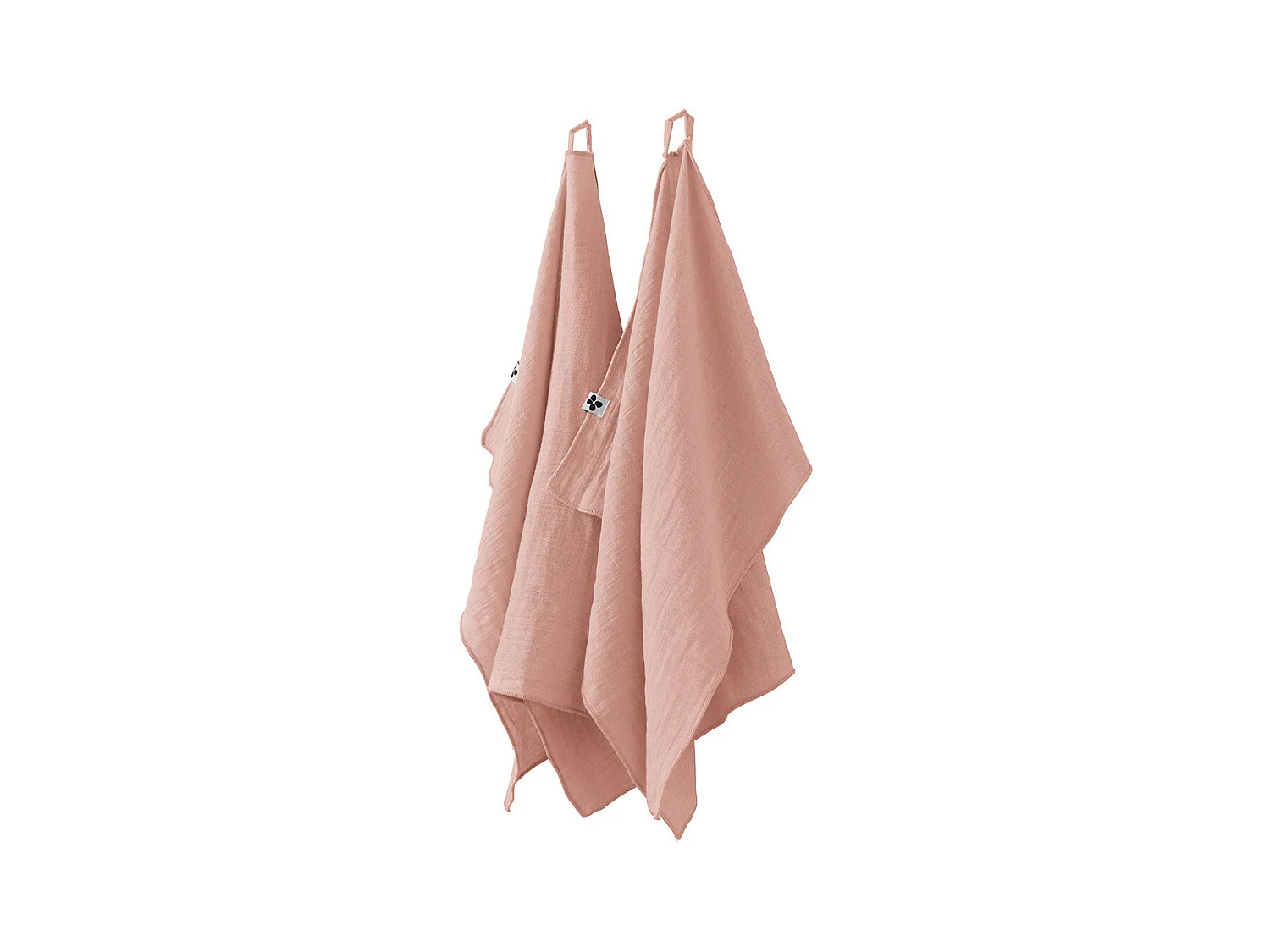 OUREA - Lot de 2 Essuie-mains 50x70cm Gaze de Coton Rose Pêche