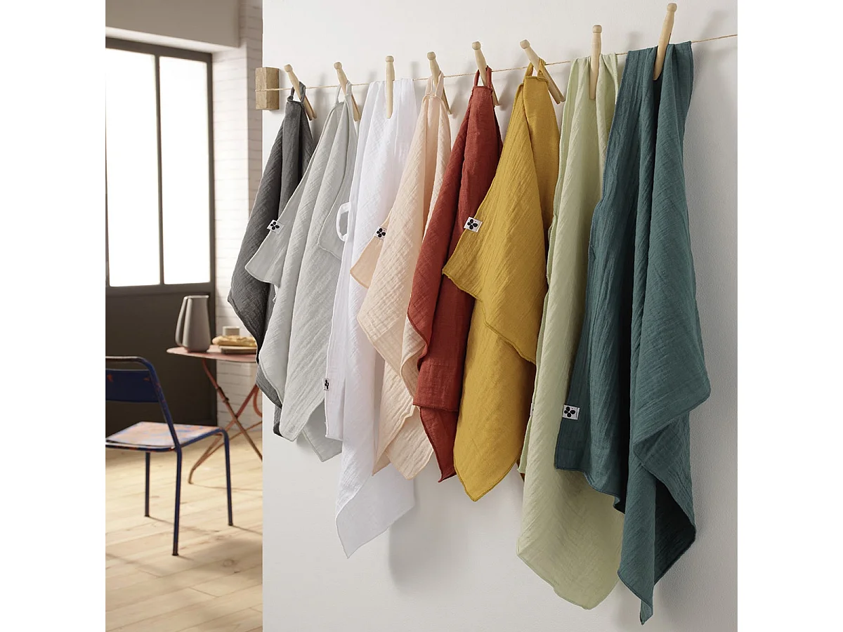 OUREA - Lot de 2 Essuie-mains 50x70cm Gaze de Coton Nuage