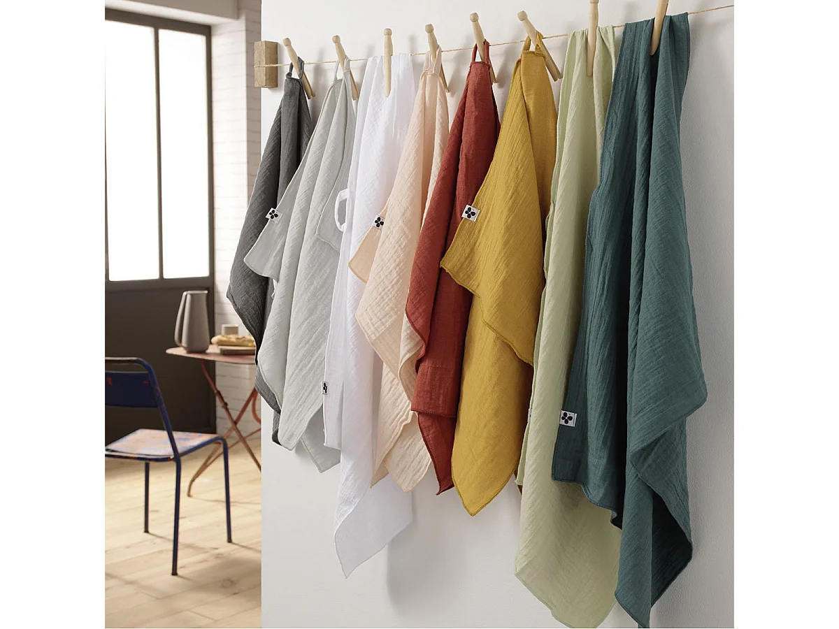 OUREA - Lot de 2 Essuie-mains 50x70cm Gaze de Coton Romarin