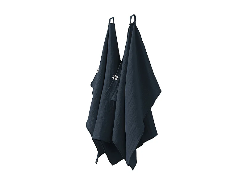 OUREA - Lot de 2 Essuie-mains 50x70cm Gaze de Coton Minuit