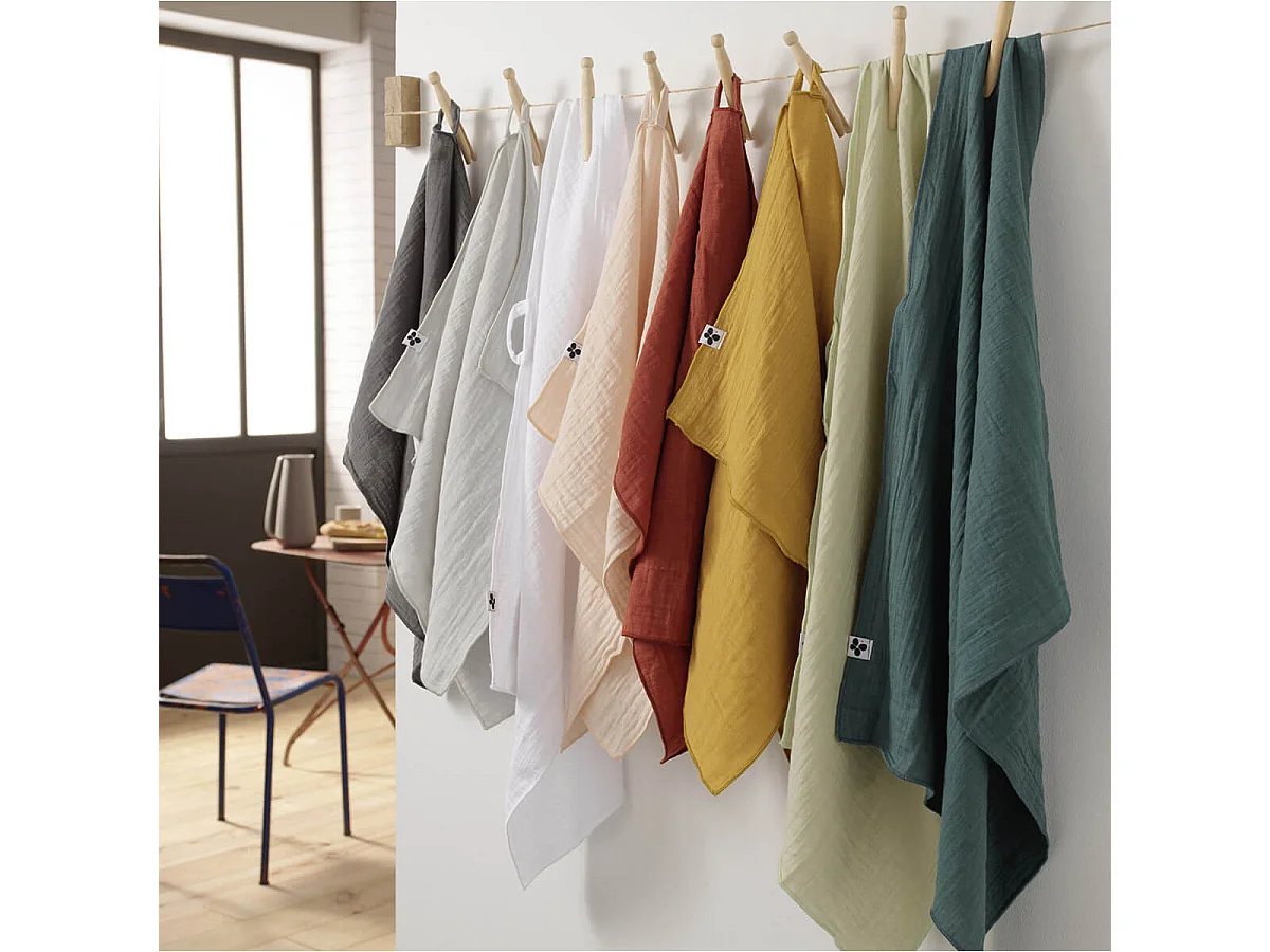 OUREA - Lot de 2 Essuie-mains 50x70cm Gaze de Coton Pampa