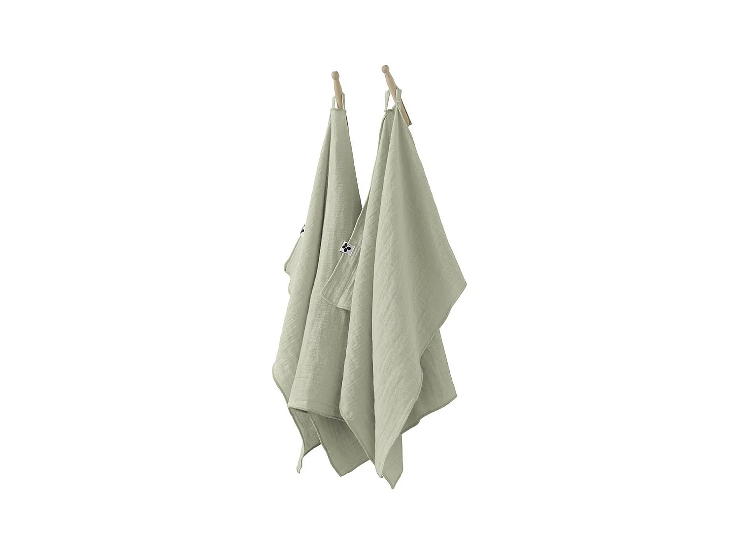 OUREA - Lot de 2 Essuie-mains 50x70cm Gaze de Coton Vert d'Eau