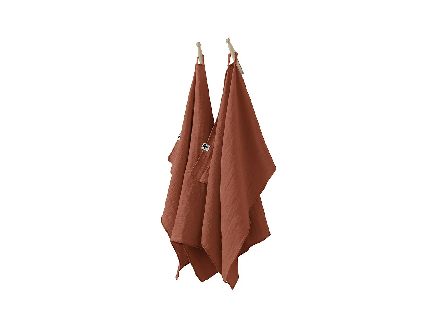 OUREA - Lot de 2 Essuie-mains 50x70cm Gaze de Coton Terracotta