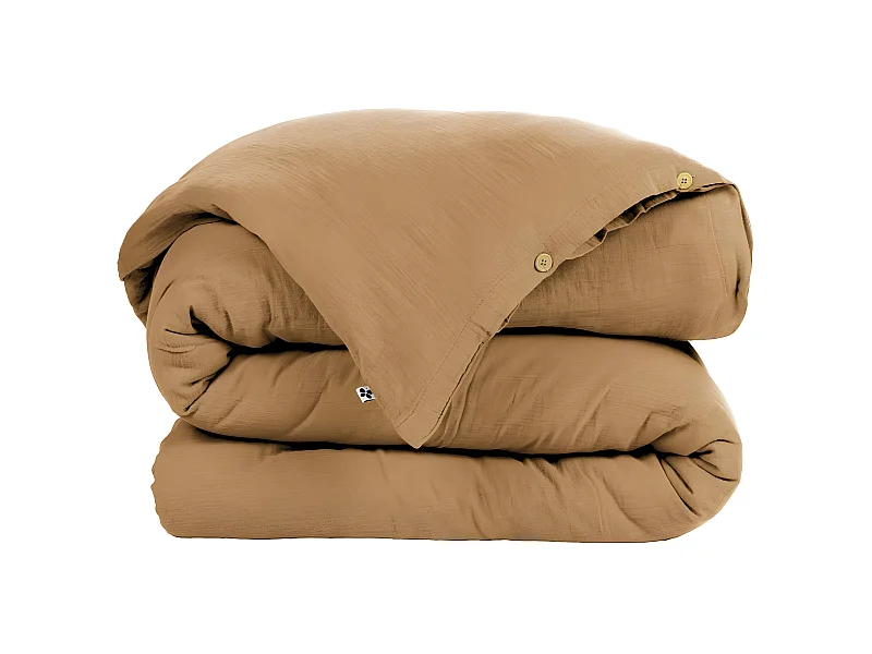 OUREA - Housse de Couette 200x200cm Gaze de Coton Camel