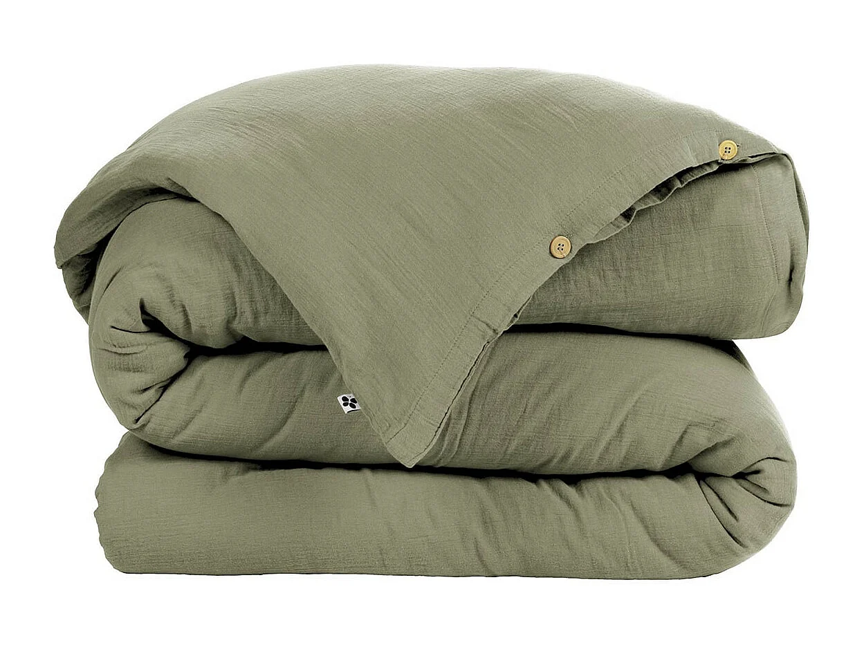 OUREA - Housse de Couette 140x200cm Gaze de Coton Romarin