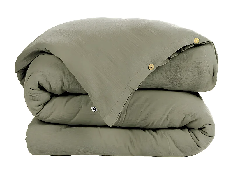 OUREA - Housse de Couette 240x220cm Gaze de Coton Romarin