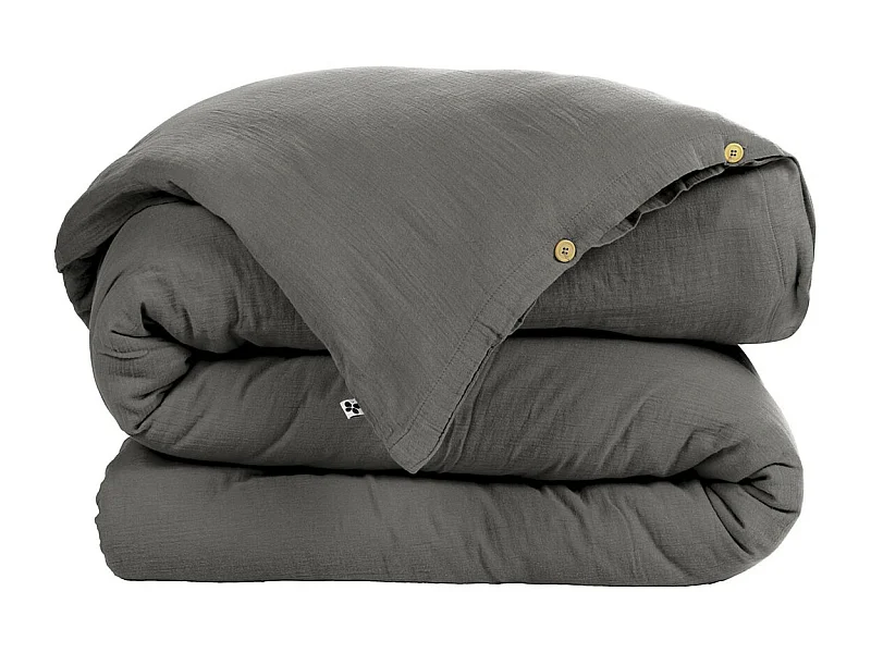 OUREA - Housse de Couette 140x200cm Gaze de Coton Granit