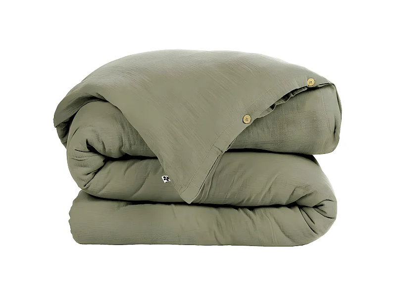 OUREA - Housse de Couette 200x200cm Gaze de Coton Romarin