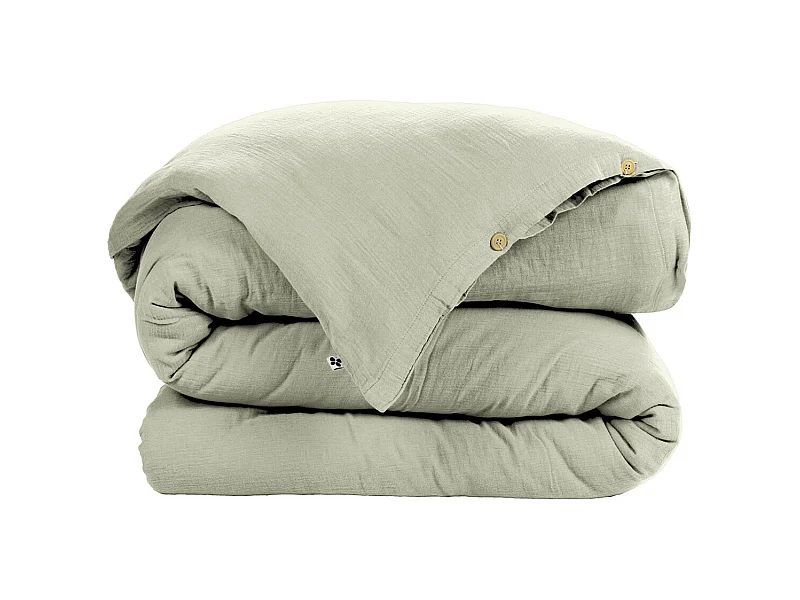 OUREA - Housse de Couette 200x200cm Gaze de Coton Vert d'Eau