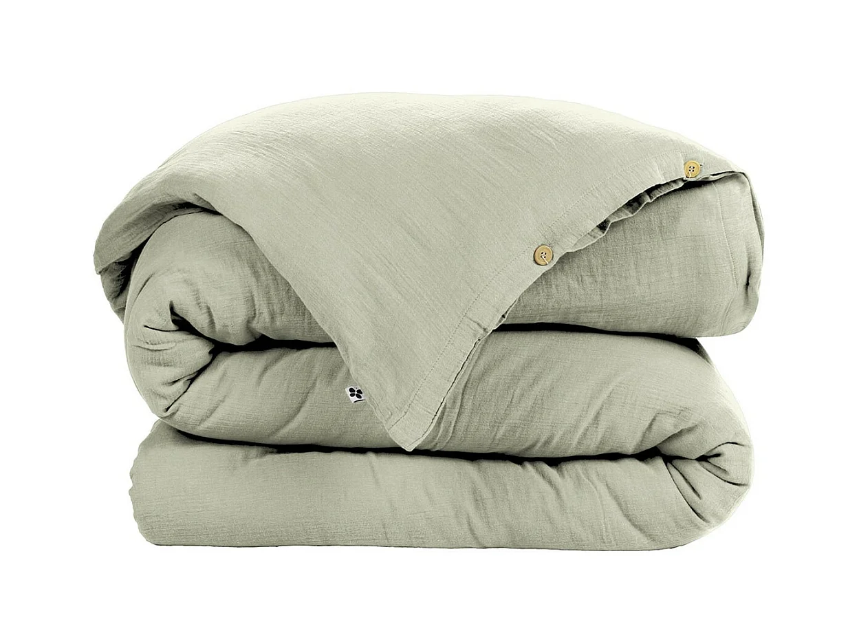 OUREA - Housse de Couette 200x200cm Gaze de Coton Vert d'Eau