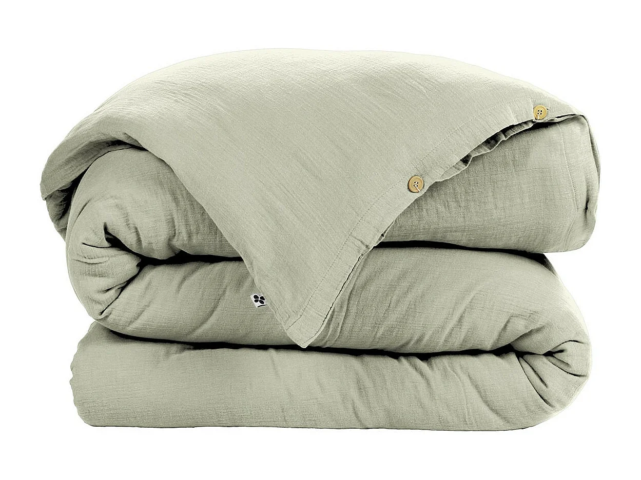 OUREA - Housse de Couette 200x200cm Gaze de Coton Vert d'Eau