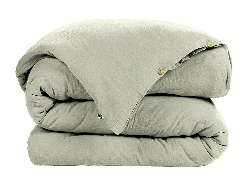 OUREA - Housse de Couette 200x200cm Gaze de Coton Vert d'Eau