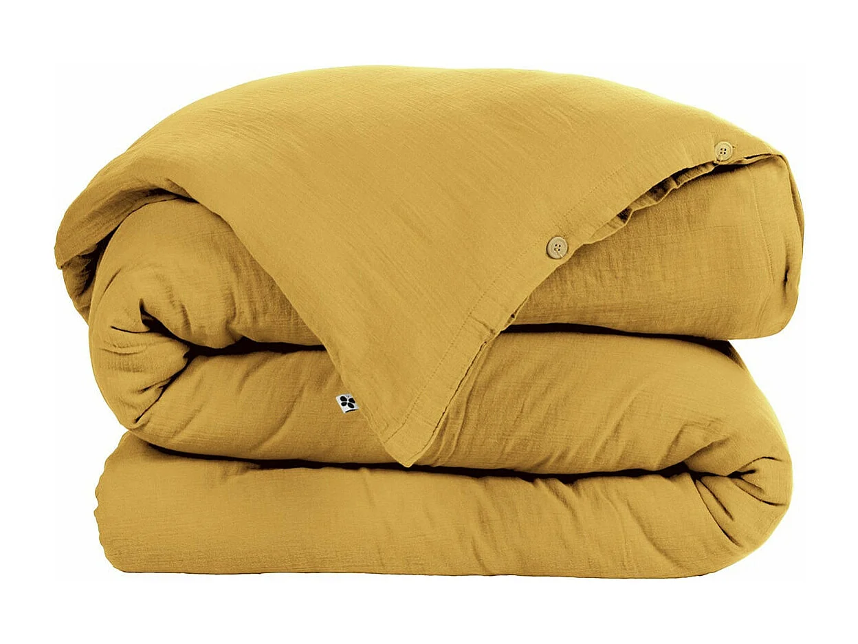 OUREA - Housse de Couette 240x220cm Gaze de Coton Safran