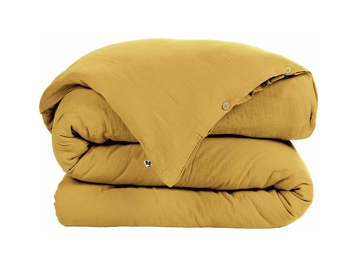 OUREA - Housse de Couette 240x220cm Gaze de Coton Safran