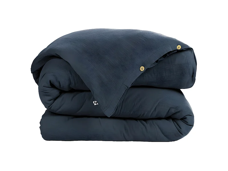 OUREA - Housse de Couette 200x200cm Gaze de Coton Minuit