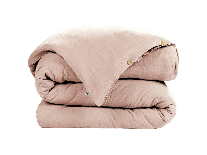 OUREA - Housse de Couette 260x240cm Gaze de Coton Guimauve