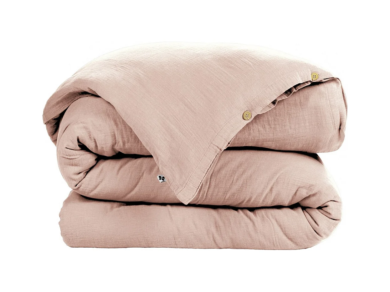 OUREA - Housse de Couette 260x240cm Gaze de Coton Guimauve