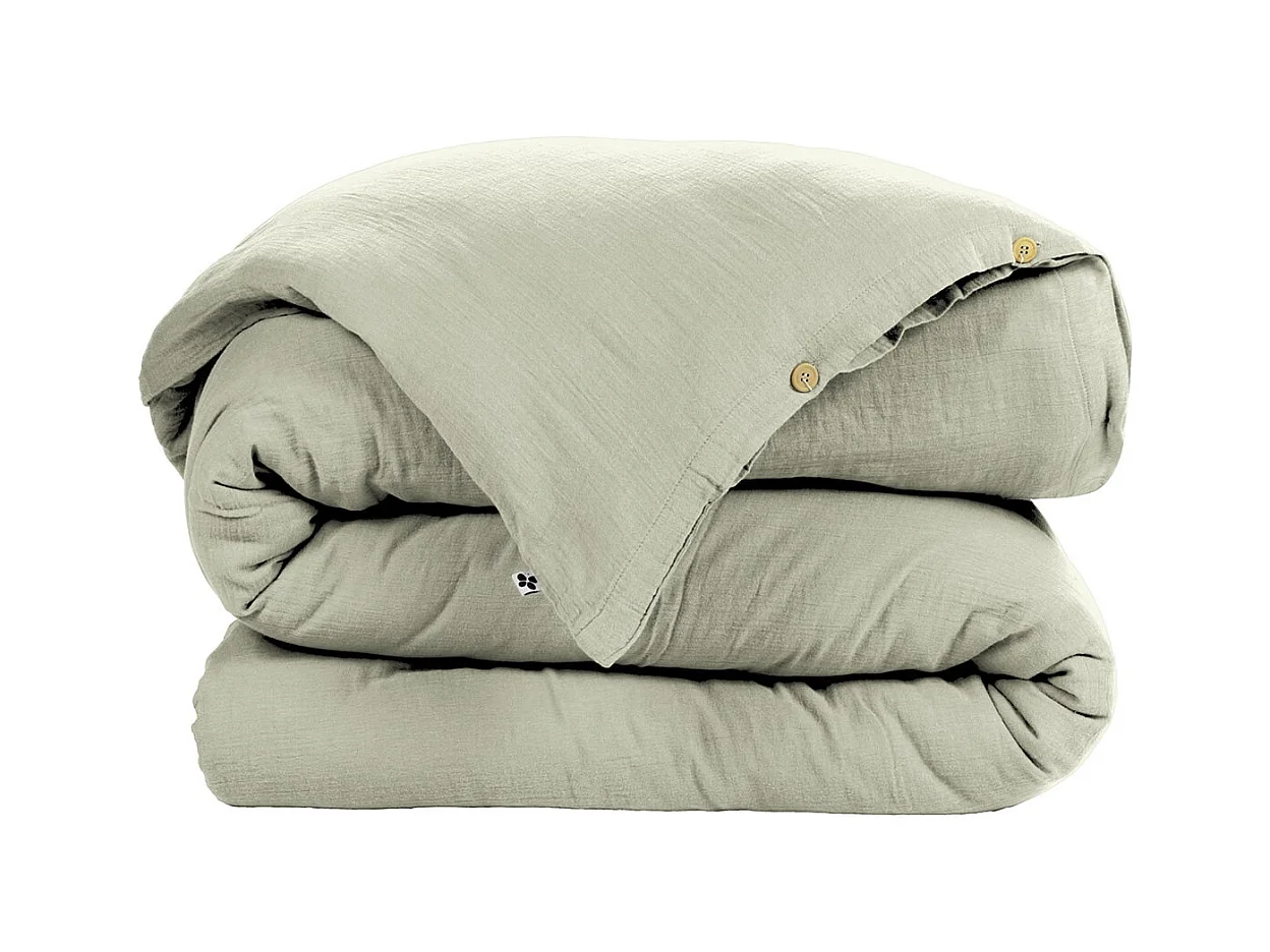 OUREA - Housse de Couette 260x240cm Gaze de Coton Vert d'Eau