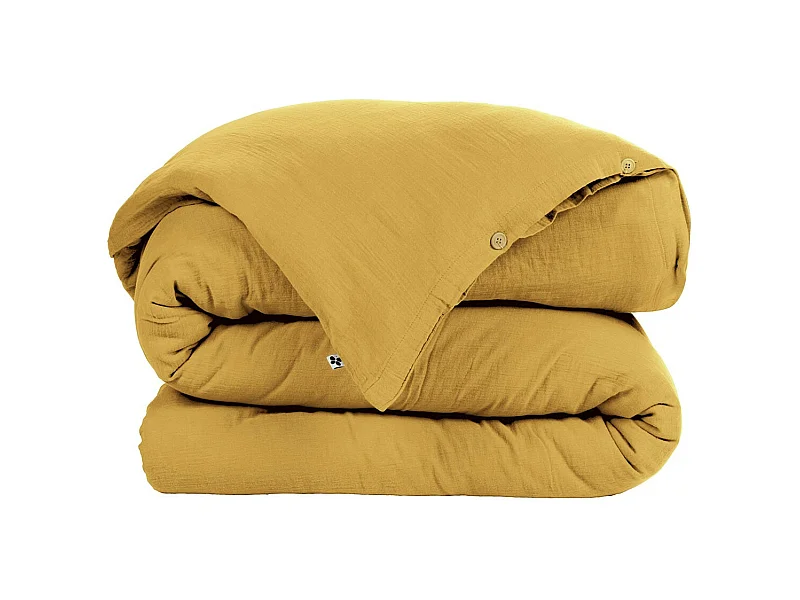 OUREA - Housse de Couette 260x240cm Gaze de Coton Safran