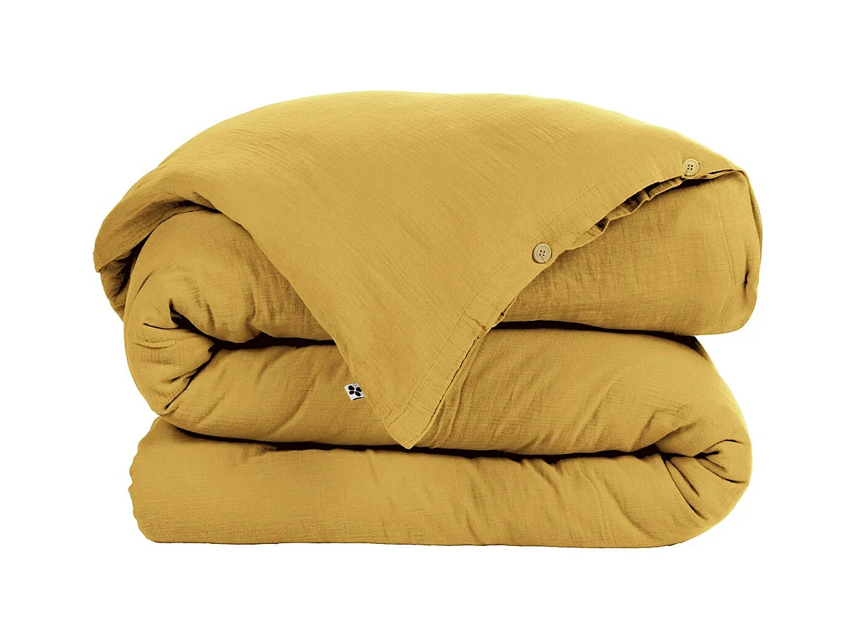 OUREA - Housse de Couette 260x240cm Gaze de Coton Safran