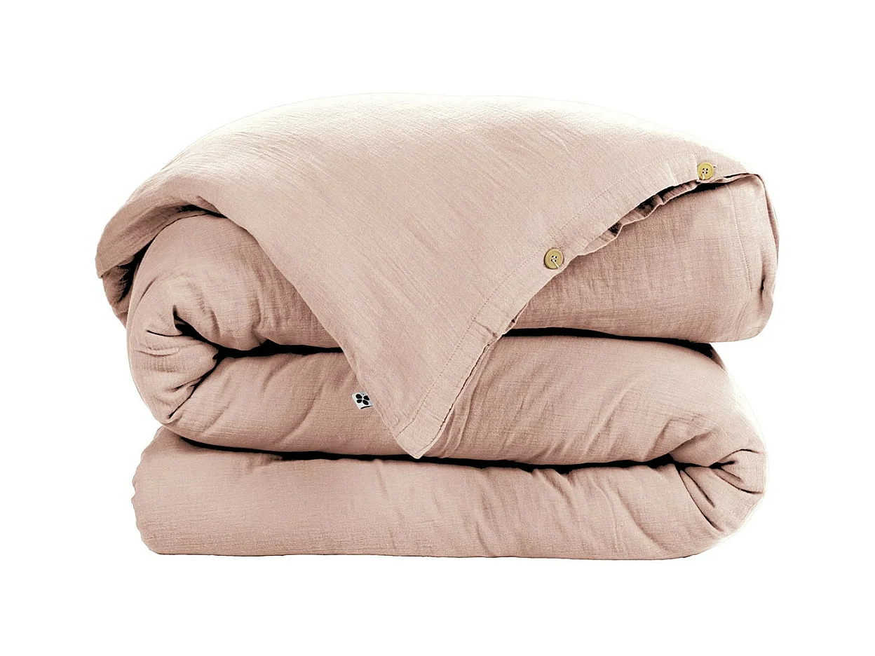 OUREA - Housse de Couette 200x200cm Gaze de Coton Guimauve