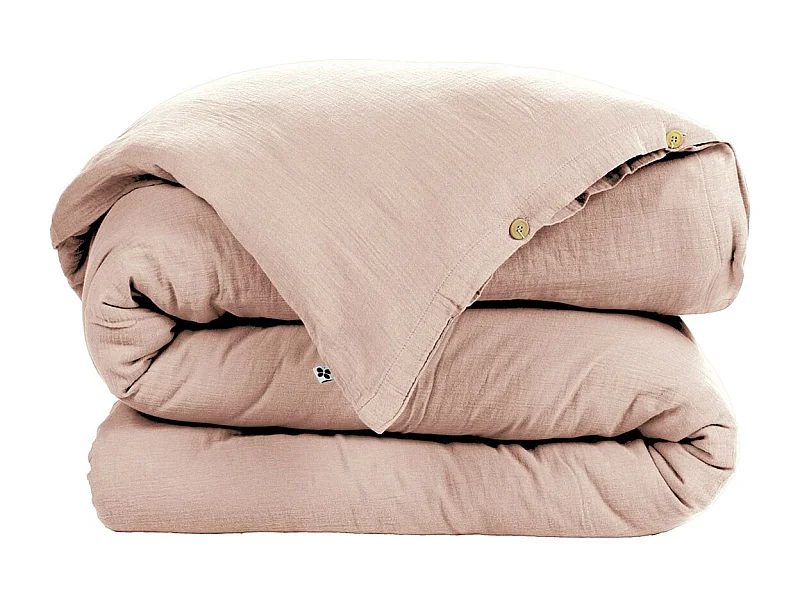 OUREA - Housse de Couette 200x200cm Gaze de Coton Guimauve