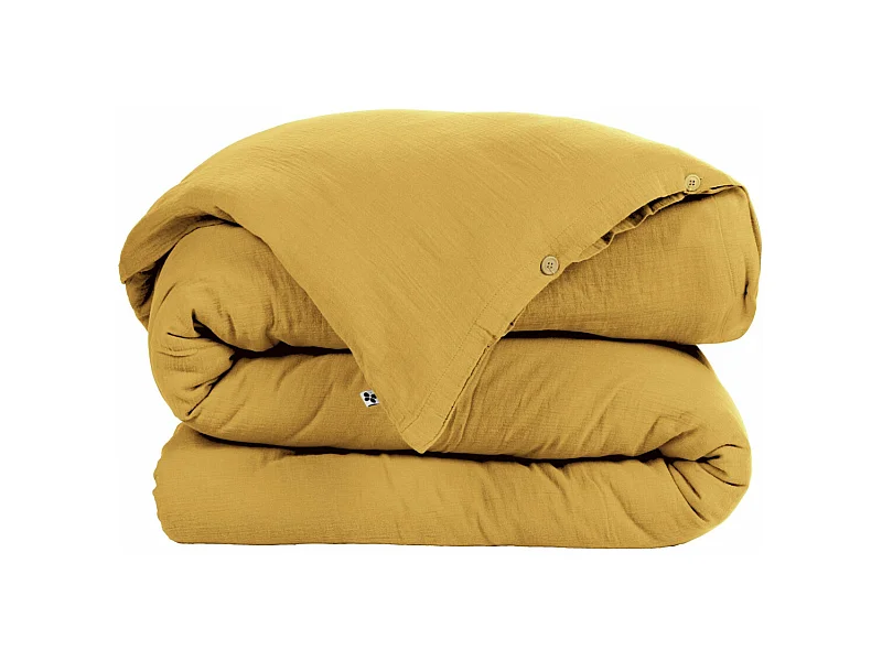 OUREA - Housse de Couette 200x200cm Gaze de Coton Safran