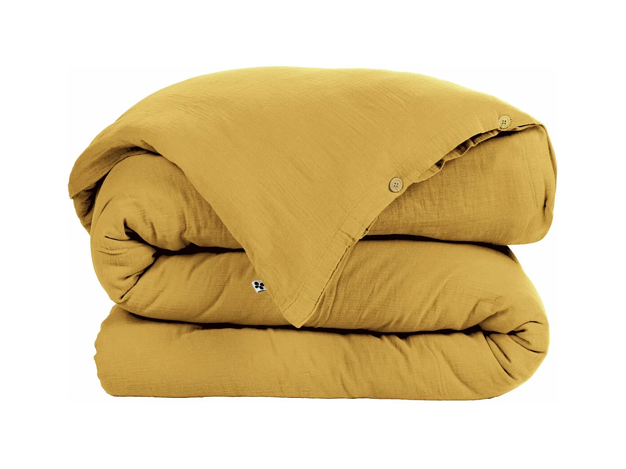 OUREA - Housse de Couette 200x200cm Gaze de Coton Safran