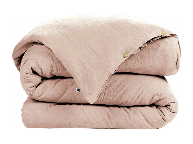 OUREA - Housse de Couette 240x220cm Gaze de Coton Guimauve