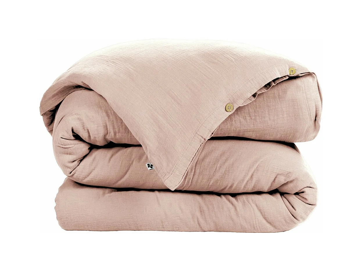 OUREA - Housse de Couette 240x220cm Gaze de Coton Guimauve