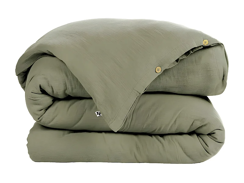 OUREA - Housse de Couette 260x240cm Gaze de Coton Romarin