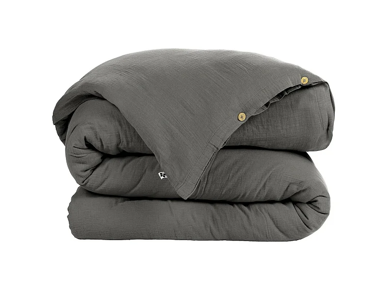 OUREA - Housse de Couette 240x220cm Gaze de Coton Granit