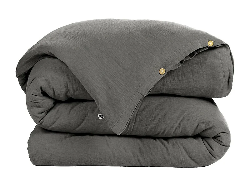 OUREA - Housse de Couette 240x220cm Gaze de Coton Granit