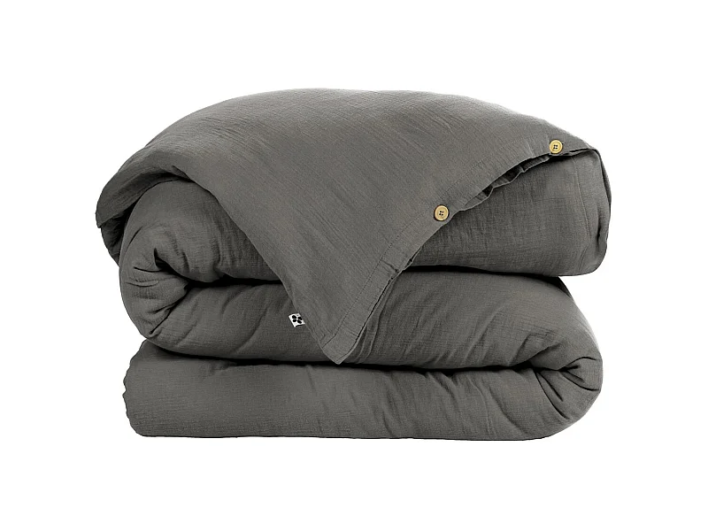 OUREA - Housse de Couette 260x240cm Gaze de Coton Granit