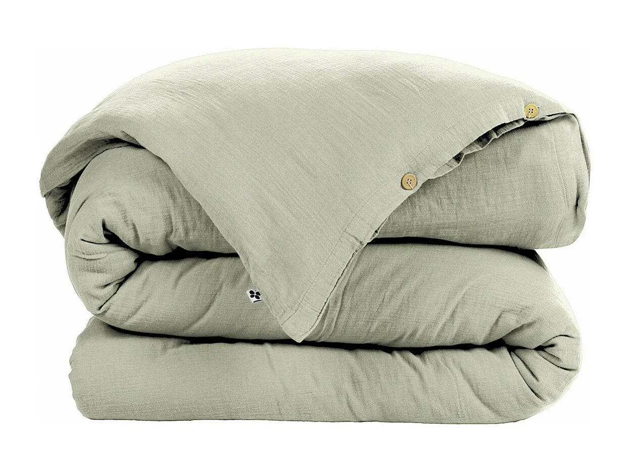 OUREA - Housse de Couette 240x220cm Gaze de Coton Vert d'Eau