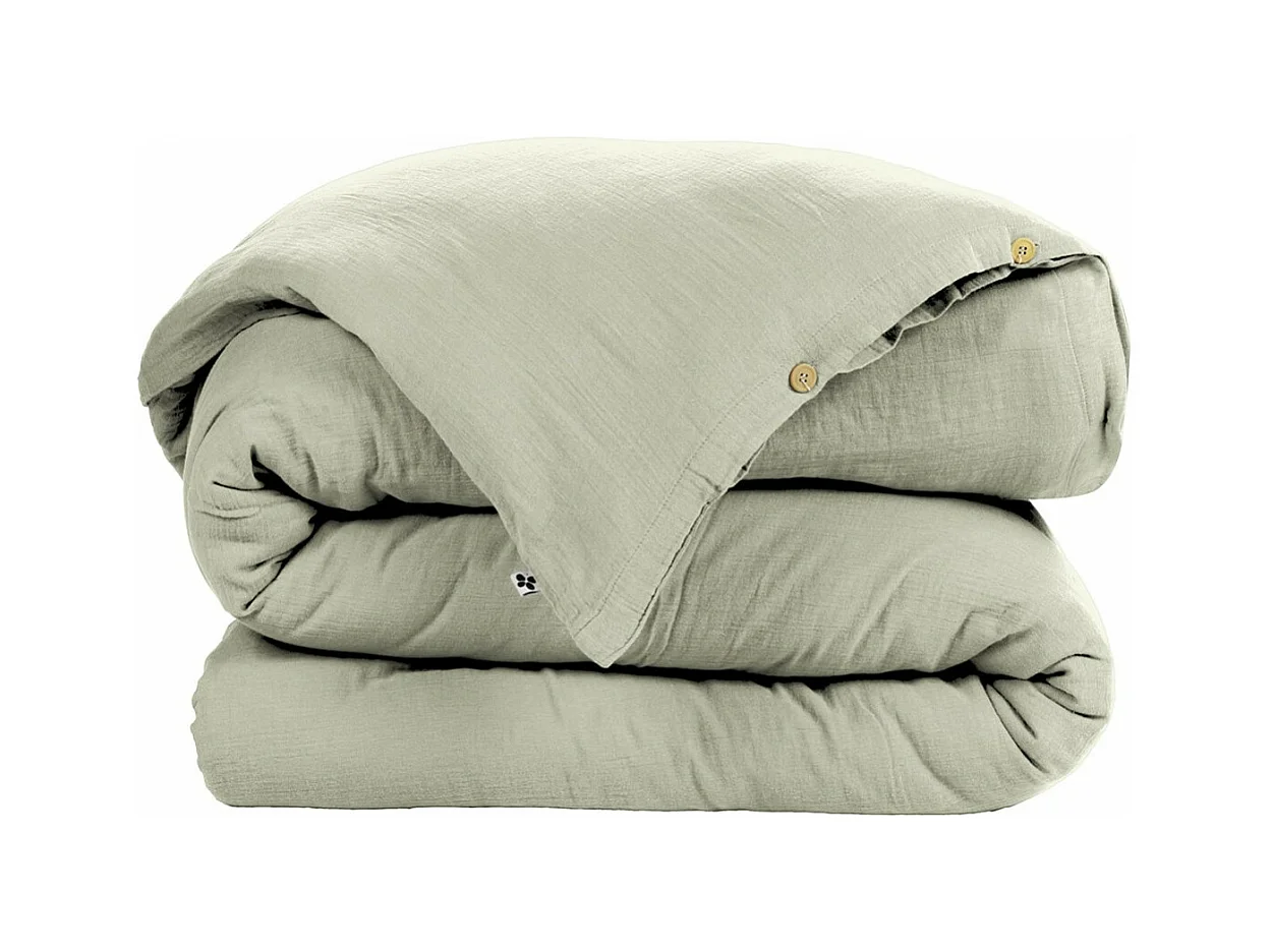 OUREA - Housse de Couette 240x220cm Gaze de Coton Vert d'Eau